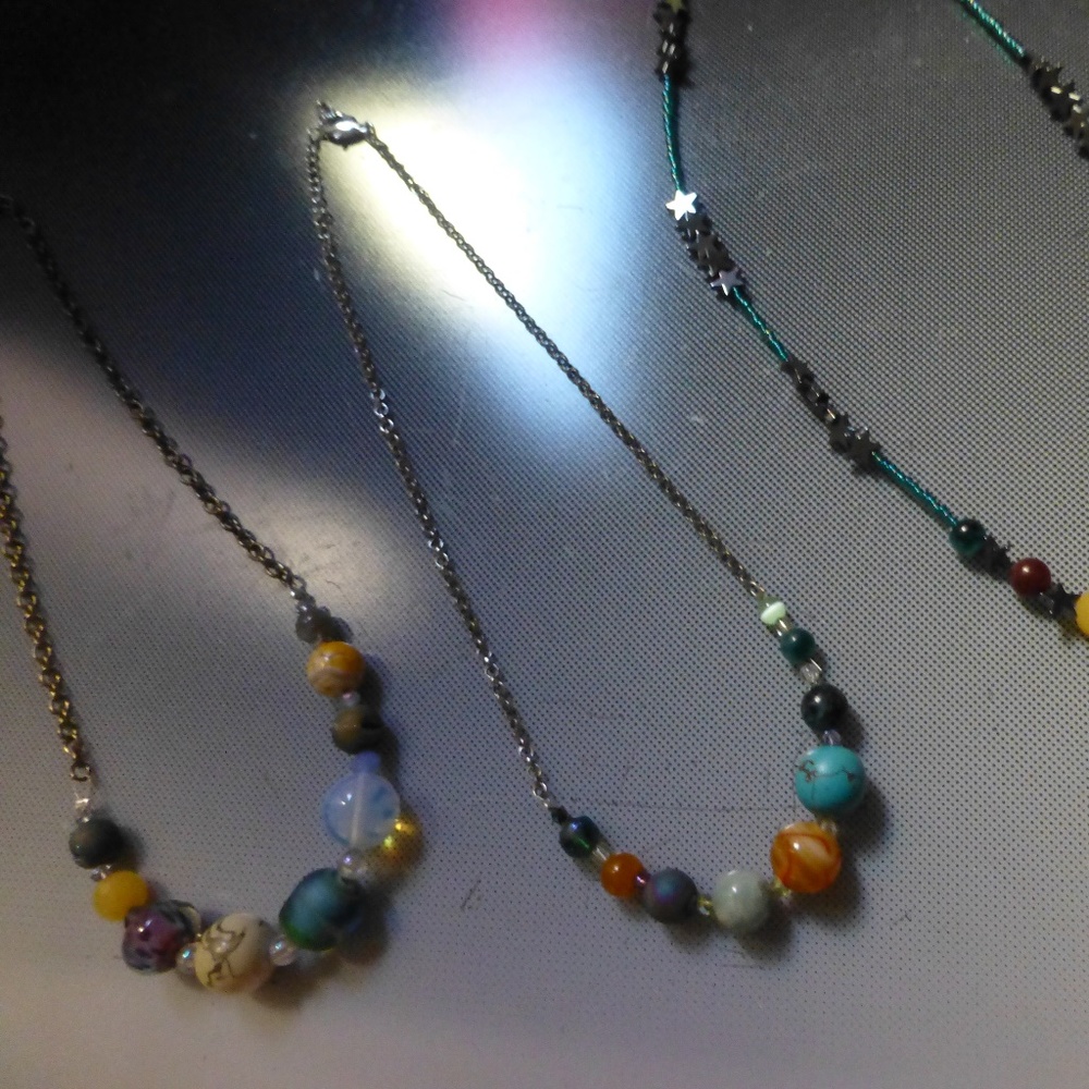 Space Geek solar galaxy 9 gem planet necklace